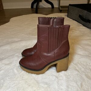 INC International Concepts Brown Leather Ankle Boots